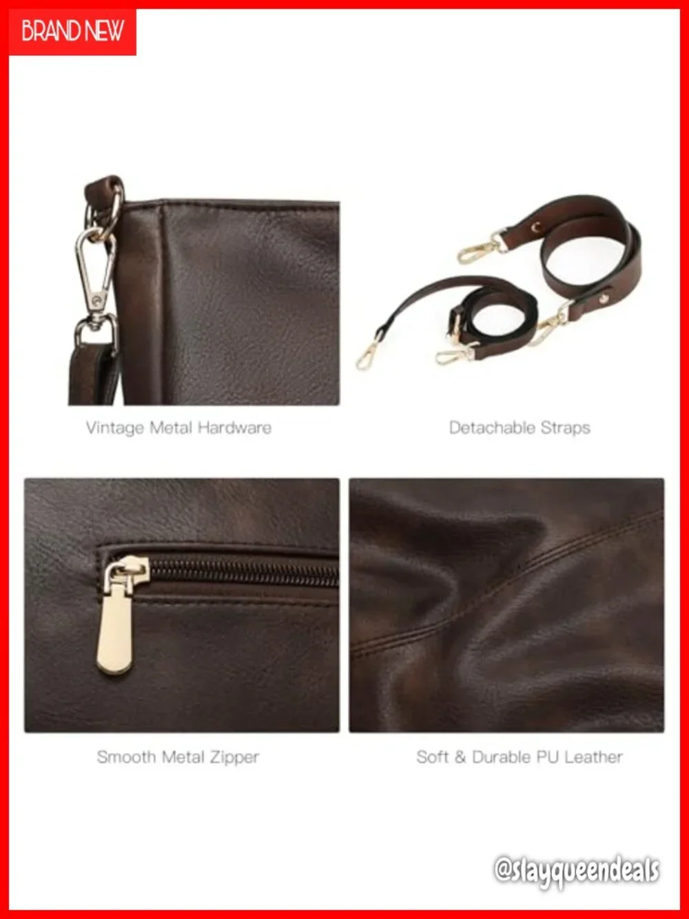 Soft Vegan Leather Hobo Shoulder Crossbody Bag